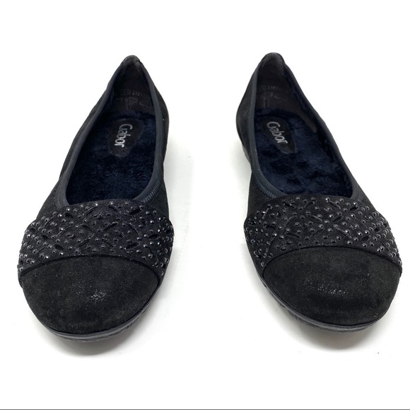 Gabor Black Bling Flats faux fur lined 74.160.80 - Picture 3 of 11